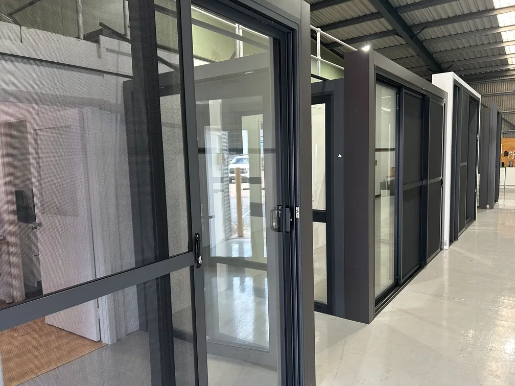 Brisbane showroom interior with SMIRO aluminium window and door samples